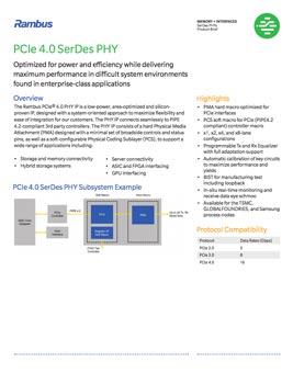 PCIe 4.0 PHY Product Brief Cover