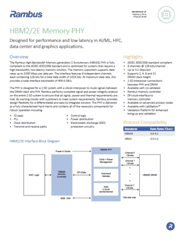 Download the Rambus HBM2 PHY Product Brief