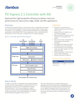 PCIe 2.1 Controller with AXI Product Brief