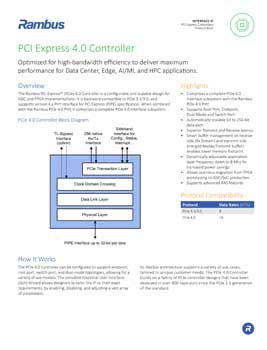 Download the Rambus PCIe 4.0 Controller Product Brief
