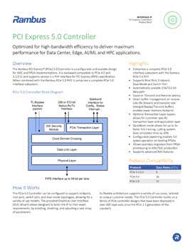 Download the Rambus PCIe 5.0 Controller Product Brief