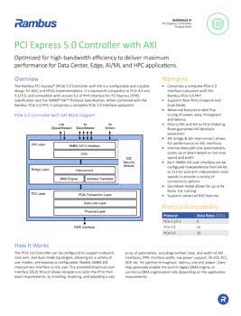 Download the Rambus PCIe 5.0 Controller with AXI Product Brief