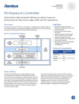 Download the Rambus PCIe 6.0 Controller Product Brief