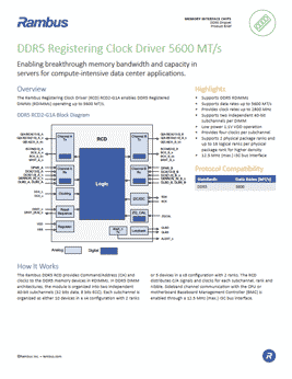 DDR5 RCD 5600 MT/s Product Brief