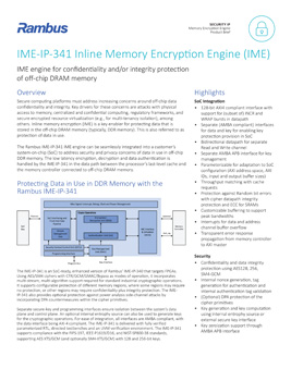 IME-IP-341 Inline Memory Encryption Engine (IME) Product Brief