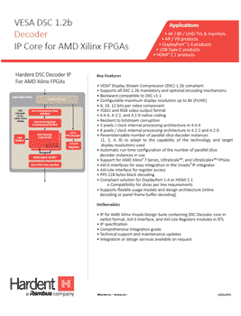 Fill out the form to receive your copy of the VESA DSC 1.2b Decoder for AMD Xilinx FPGAs product brief
