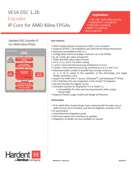 Fill out the form to receive your copy of the VESA DSC 1.2b Encoder for AMD Xilinx FPGAs product brief