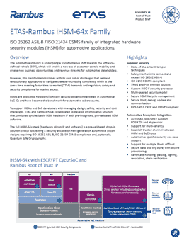 Fill out the form to download the ETAS-Rambus iHSM-64x Family product brief